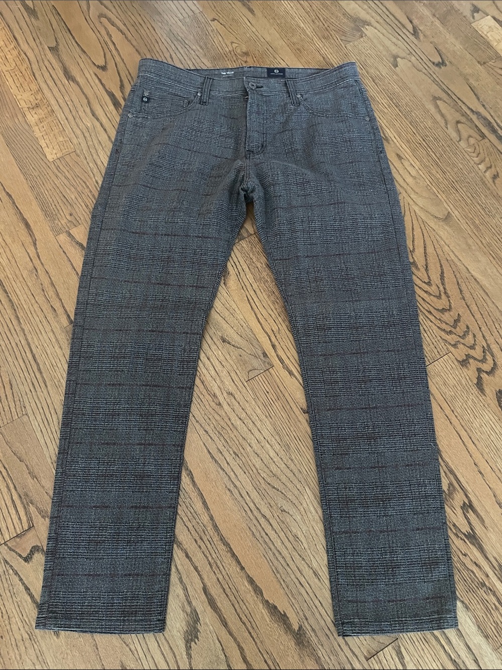 Ag Adriano Goldschmied Charcoal Plaid Men's Pants